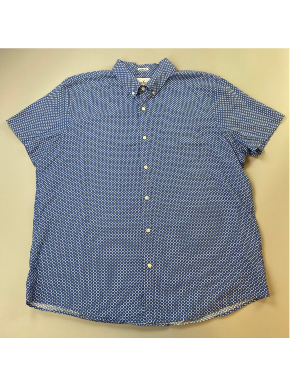 American Eagle Outfitters Button Down Shirt XXL Blue White Floral Micro Print